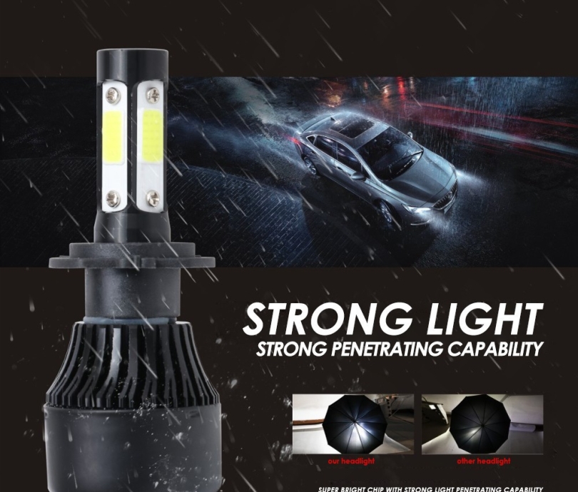 Bóng đèn pha LED ô tô X7 4 bên 100W 10000LM H4 H7 H11 9005 9006 hb3 hb4